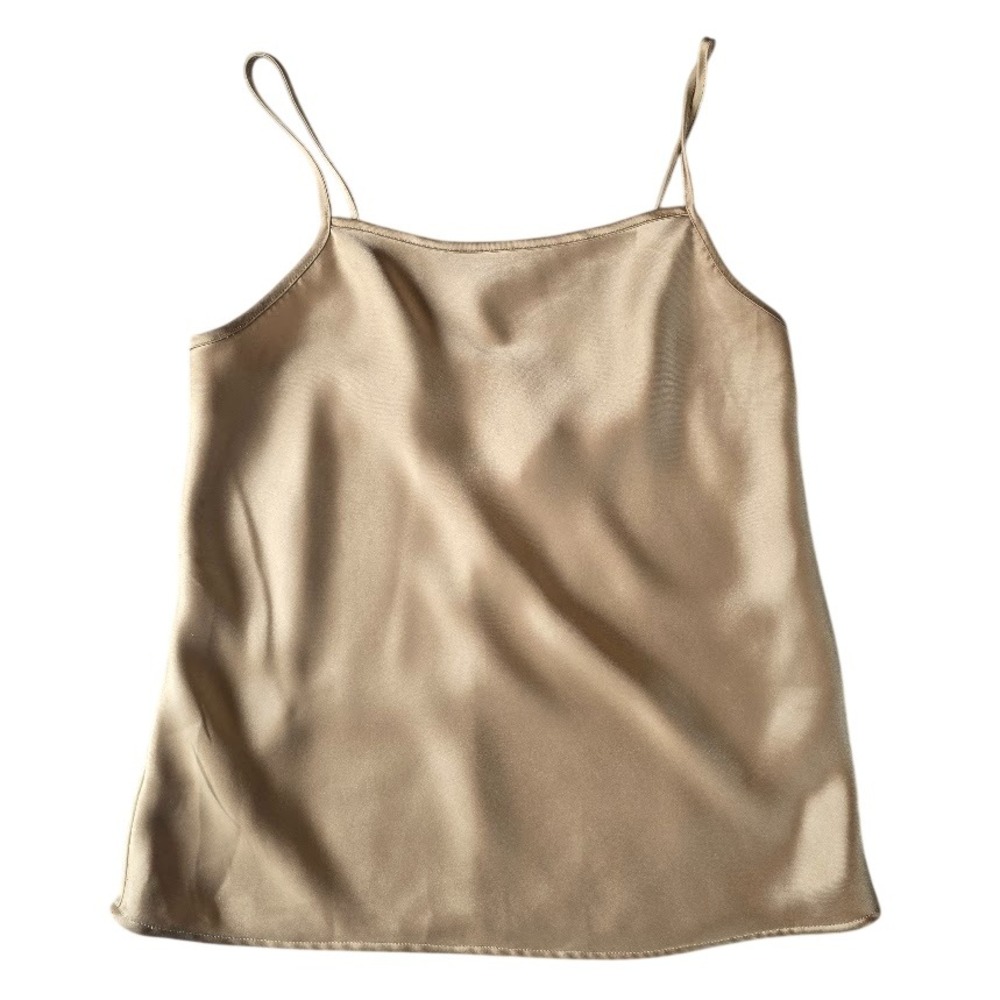 MNG Mango Satin Cami Top Women S Gold Minimalist Silky Champagne‎ Polished Chic